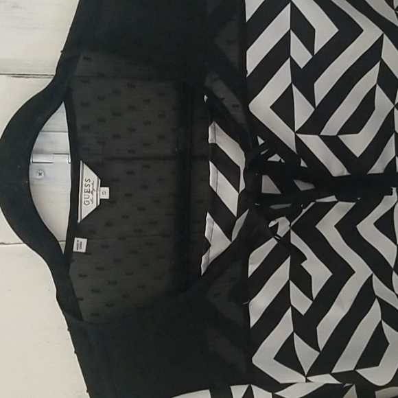 Guess  Sheer White and Black  Blouse Top/Blouse Size  S - Picture 3 of 5